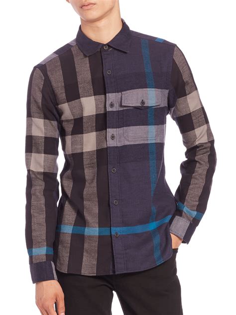 mens burberry dress shirt free shipping|Burberry flannel shirt men's.